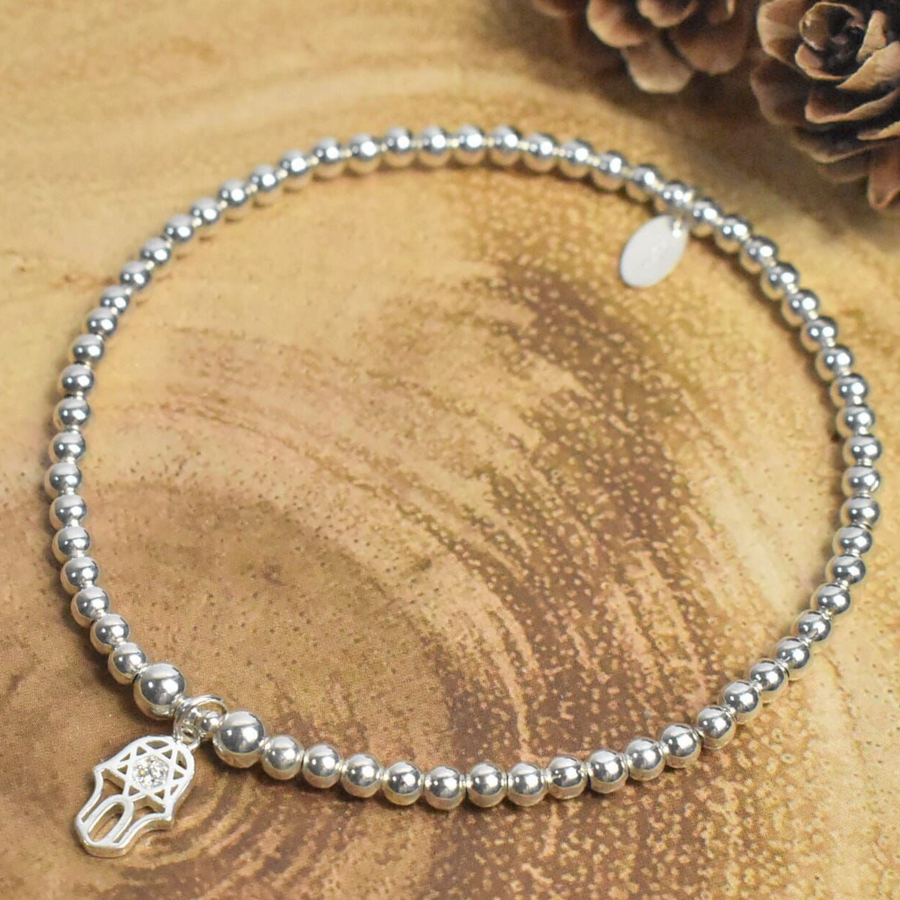 Beaded Bracelet with Hamsa Hand Charm - Nova Keepsakes 