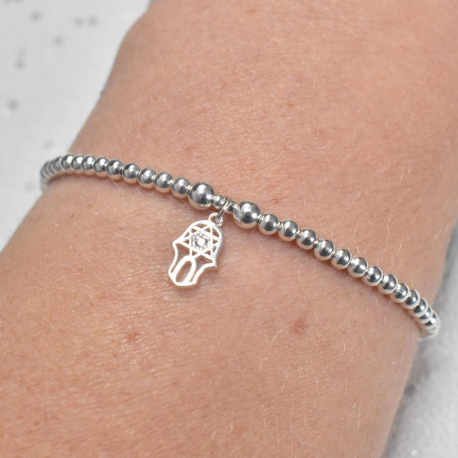 Beaded Bracelet with Hamsa Hand - Nova Keepsakes 