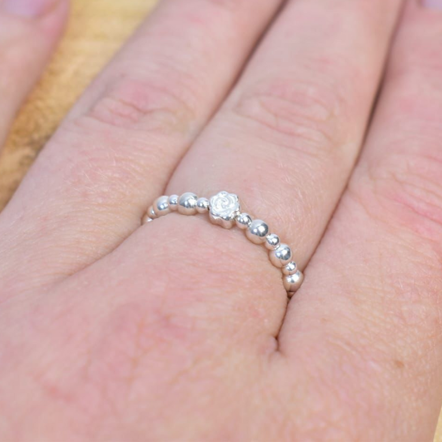 Beaded Rose Stretch Ring - Nova Keepsakes 