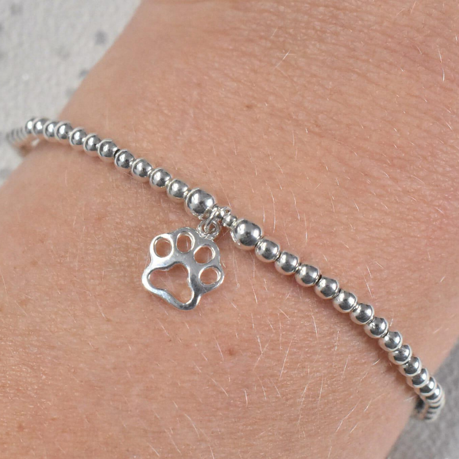 Beaded Stretch Paw Print Bracelet - Nova Keepsakes 