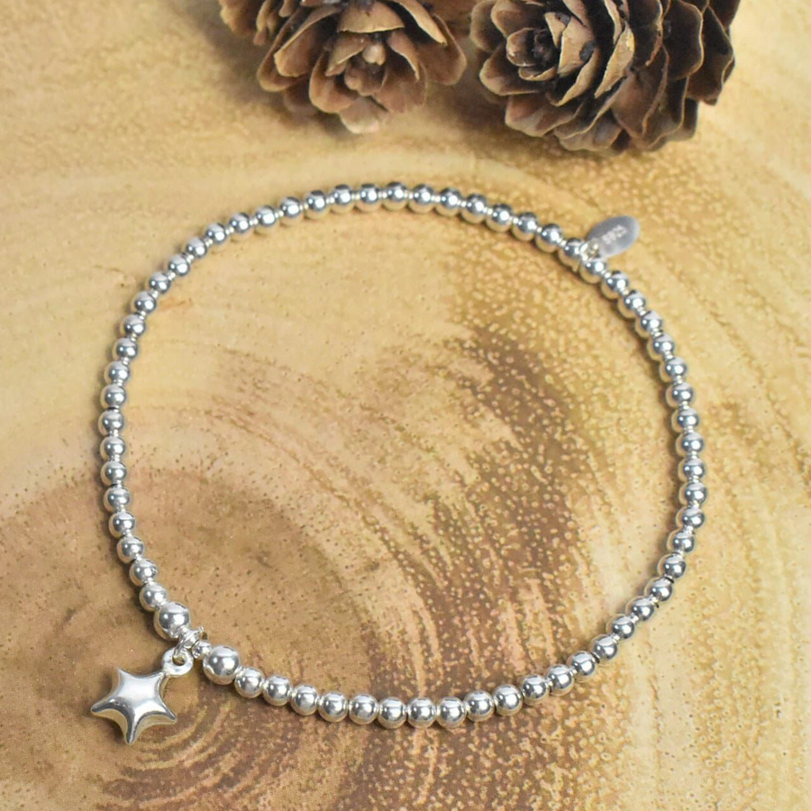 Silver Bracelet with Puff Star Charm  - Nova Keepsakes 