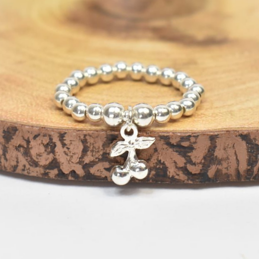 Silver Cherry Charm Ring - Nova Keepsakes 