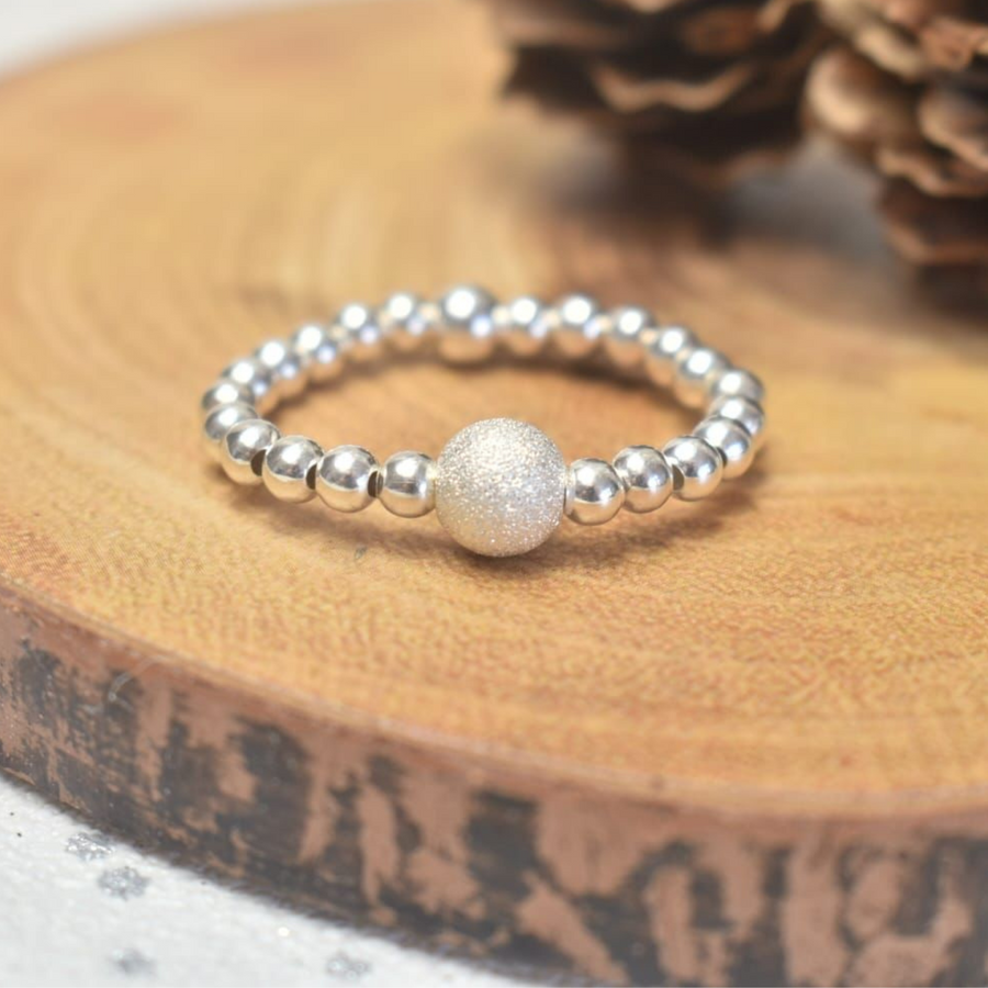 Silver Stacking Ring with Stardust Bead - Nova Keepsakes 