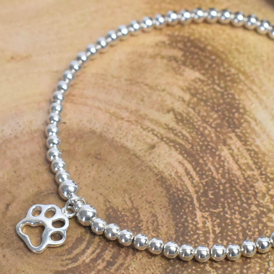 Stretch Beaded Paw Print Charm Bracelet - Nova Keepsakes  