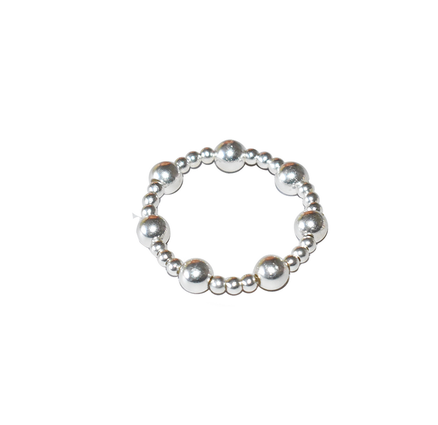 Sterling Silver Stretch Ring 4mm & 2mm Beads