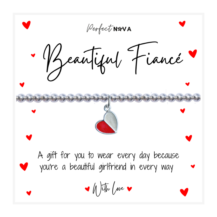 Beautiful Fiance Bracelet With Red Heart Charm - Perfect Nova