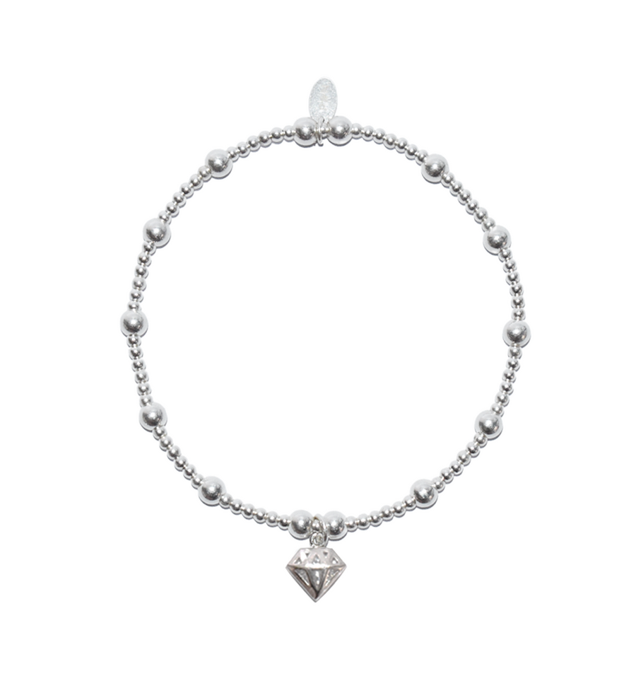 Diamond Charm Bracelet Sterling Silver