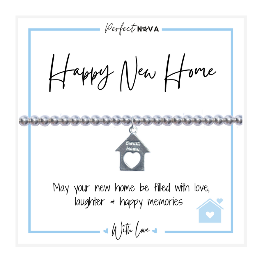 Happy New Home Gift Bracelet Silver Charm Gift