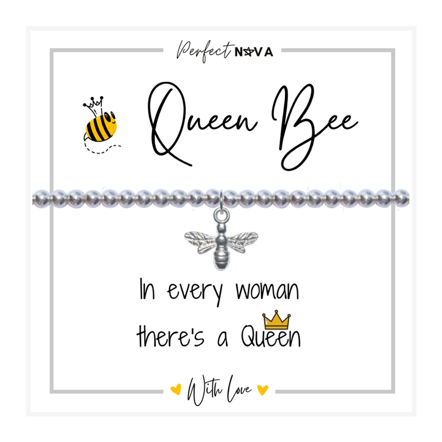 Queen Bee Bracelet Charm Silver Beaded