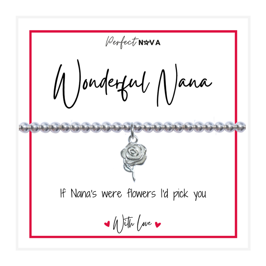 Wonderful Nana Bracelet With Sterling Silver Rose Charm