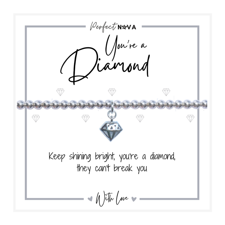 You're a Diamond Charm Bracelet Silver Beads